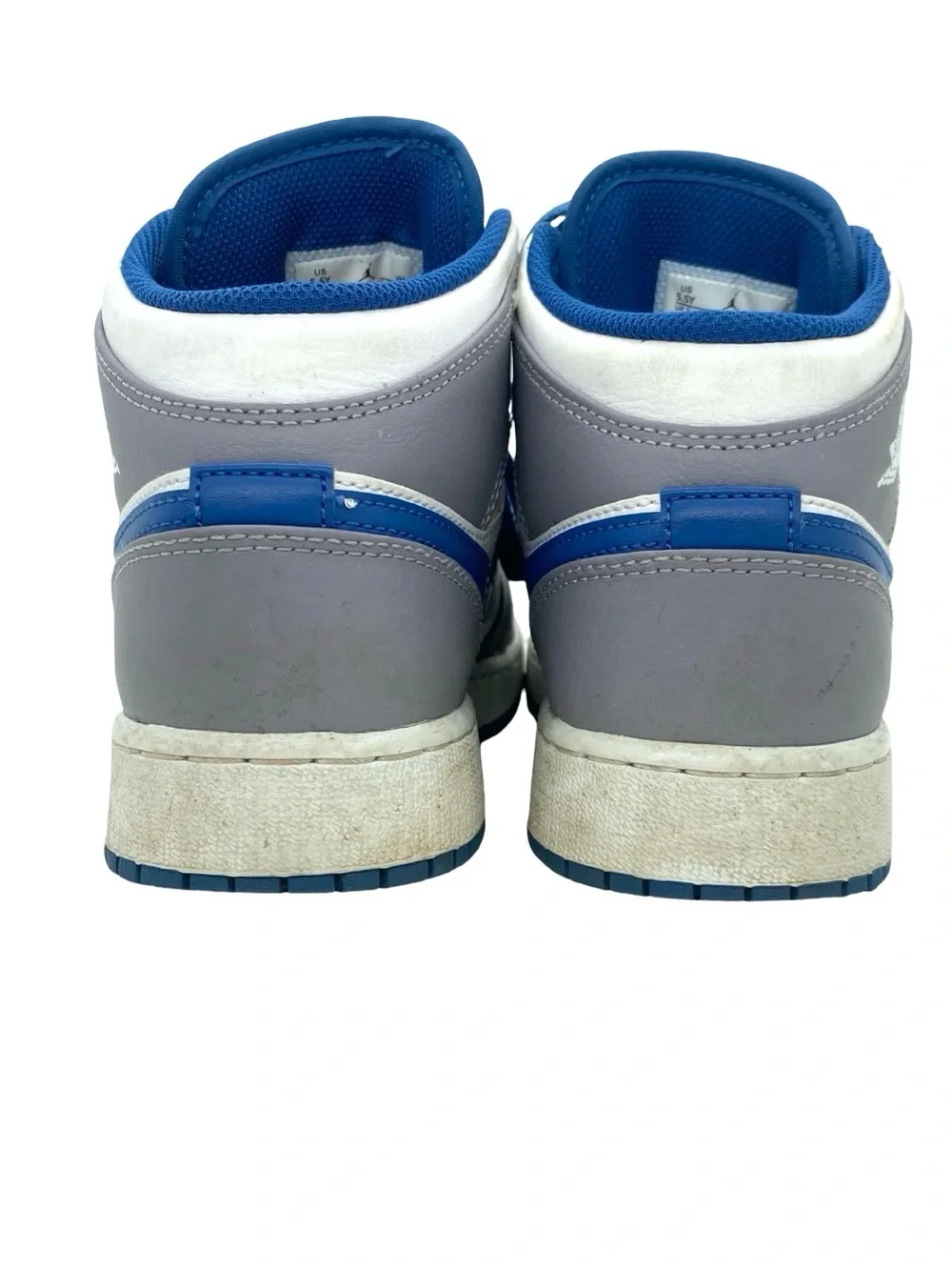 Nike Air Jordan 1 Mid Cement True Blue Boys Sneakers Size 5.5 Y